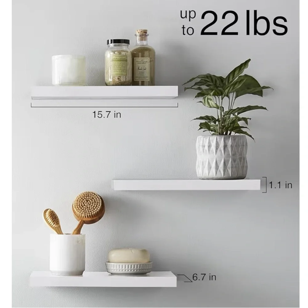 NIB White Floating Wall Shelves - Modern Minimal Set